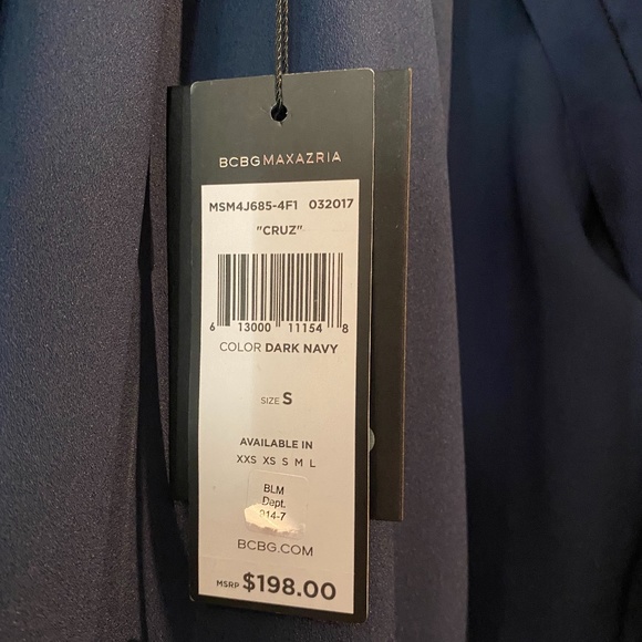 BCBGMaxAzria Cruz Blouson Sateen Navy Blue Bomber Style Jacket size S NWT - Picture 5 of 9